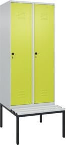 C+P Spind Classic PLUS Sitzbank mit 2 Abteilen, Lichtgrau, B/T/H: 212,0 x 80,0 x 81,5 cm - Bild 1