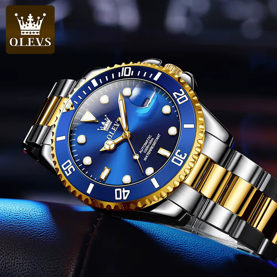 OLEVS Armbanduhr Automatik, Edelstahl, Blau, Herren - Bild 2