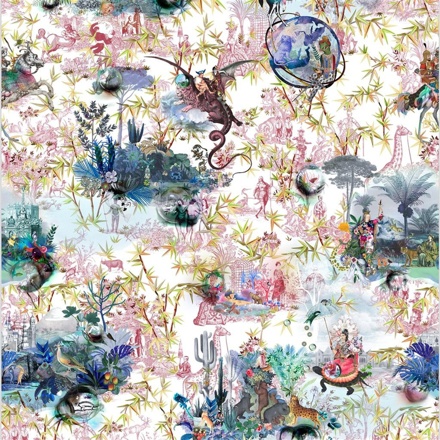 Christian Lacroix Mural Reveries Tomette Wandgestaltung mit floralem Design in Pink und Multicolour - Bild 1