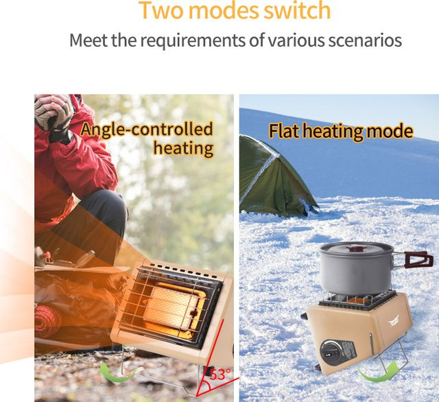 BRS Tragbarer Zeltheizer BRS-H23 1500W Outdoor-Butanheizgerät mit Steuerventil Infrarot-Heizstrahler für Camping in Orange und Beige - Bild 1