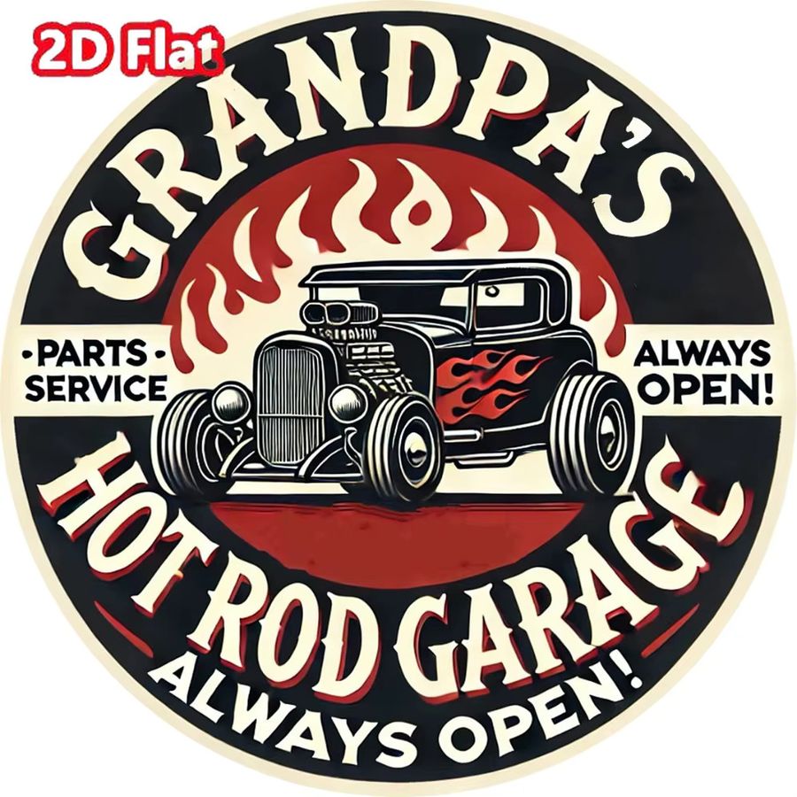 HELLOYOUNG Vintage Metallschild Hot Rod Garage Wandkunst aus Metall für Autoliebhaber - Bild 2