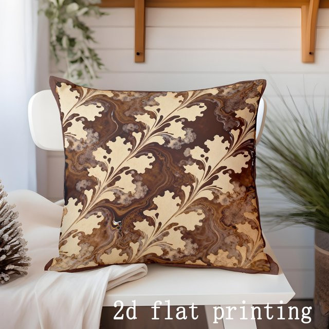 Dekorative Kissenhülle mit Marmor-Blattmuster von JMG Clothing in Braun, B/B: 50 x 50 cm - Bild 1