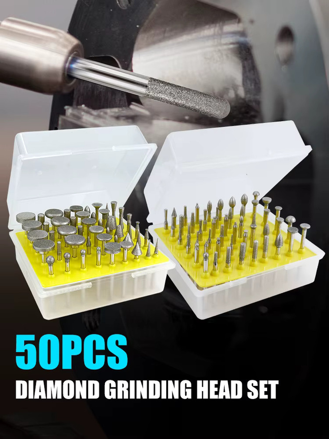 CMCP 50 Stück Diamant-Schleifaufsätze mit 3,175 mm Schaft für Dremel-Rotationswerkzeuge zum Polieren und Schleifen von Schmuck und Glas - Bild 6