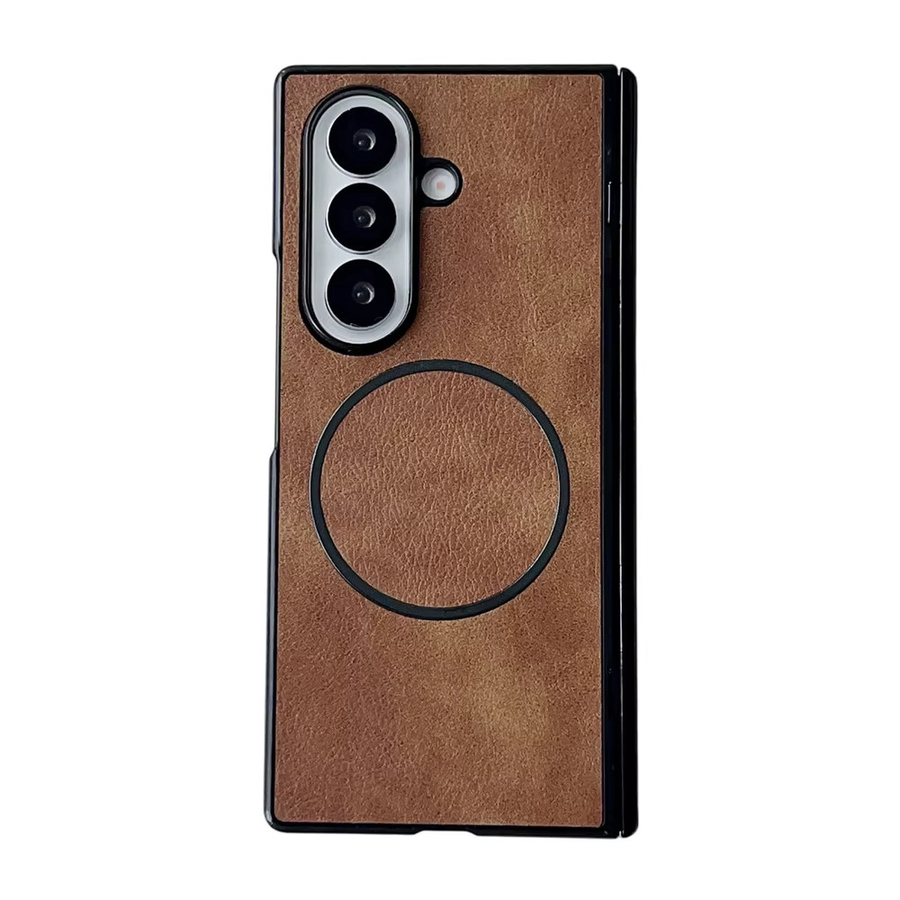 Luxuriöse magnetische Leder-Handyhülle für Samsung Galaxy Z Fold 7 6 5 4 3 mit Scharnierschutz und kabellosem Laden in Schwarz oder Braun - Bild 3