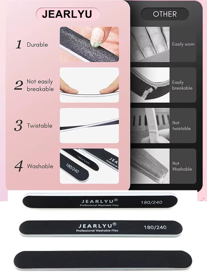 JEARLYU Nagelfeile, 180/240 Körnung, schwarz, Unisex - Bild 4