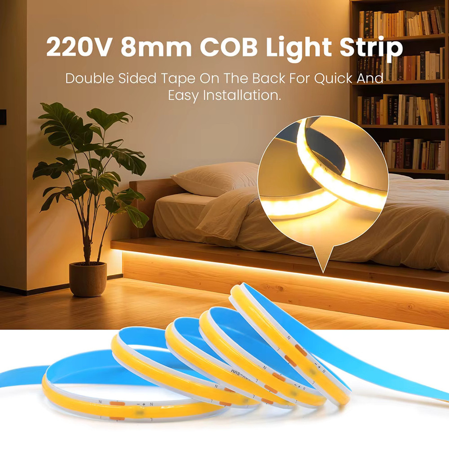 KISUFU COB LED Streifen Licht Weiß mit 240 LEDs/m und Netzteil - Bild 4