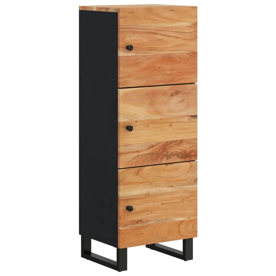 vidaXL Highboard aus Massivholz Akazie und Eisen in Braun mit 3 Türen, B/T/H: 40 x 33 x 110 cm - Bild 2