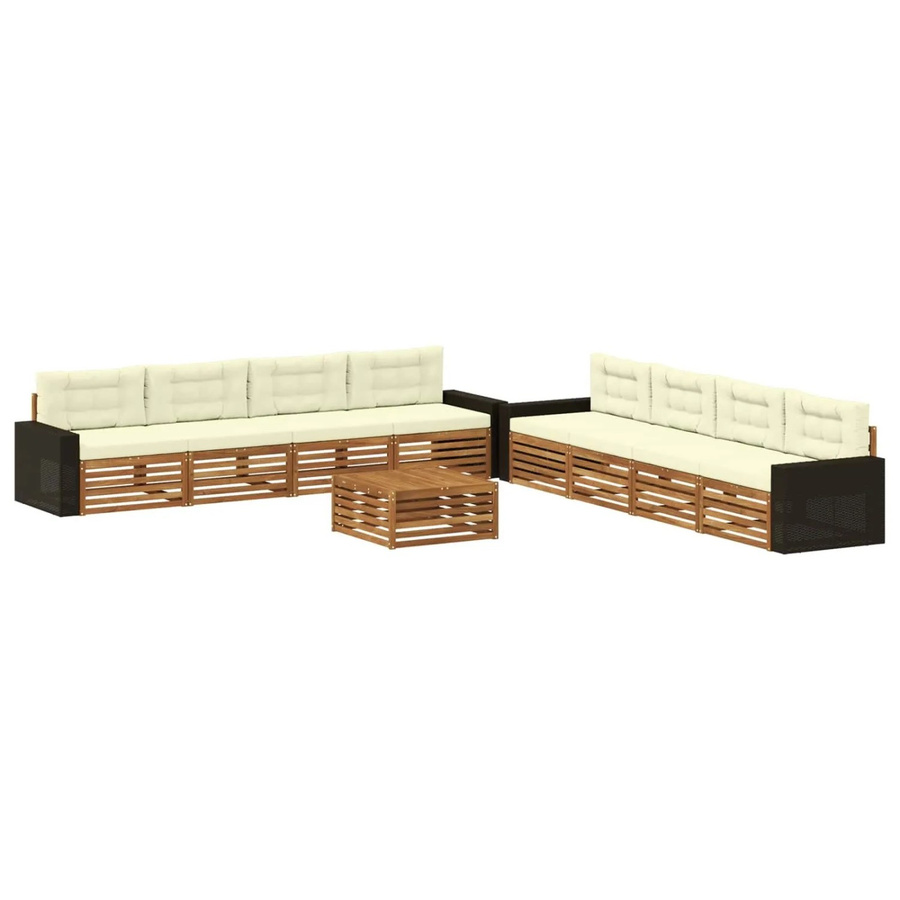 vidaXL Outdoor-Sofagarnitur aus Akazienholz mit Kissen in Beige und Braun - Bild 2