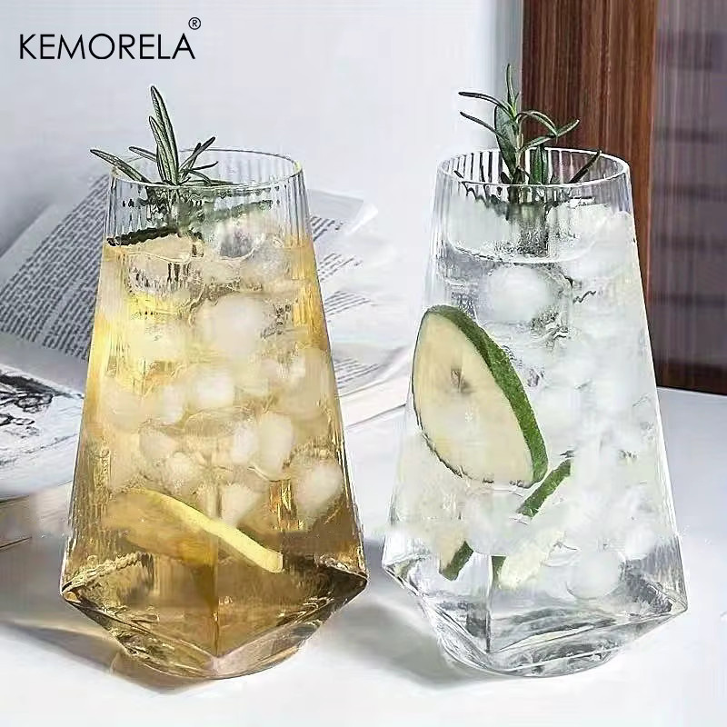 KEMORELA Highball-Glas mit geometrischem Design, transparentes Trinkglas für Cocktails, Wasser oder Saft, 500 ml - Bild 3