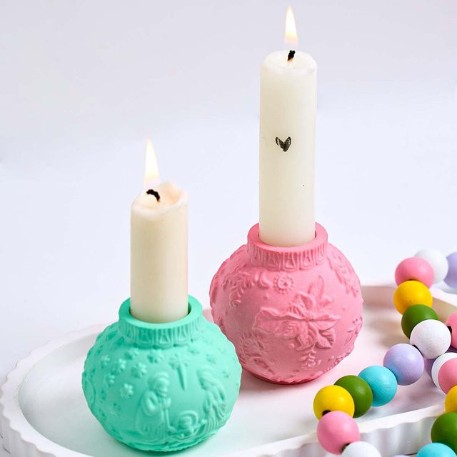 UDOCOOL Silikonform für DIY Ostern Kerzenhalter mit Relief-Design, Multicolour - Bild 1
