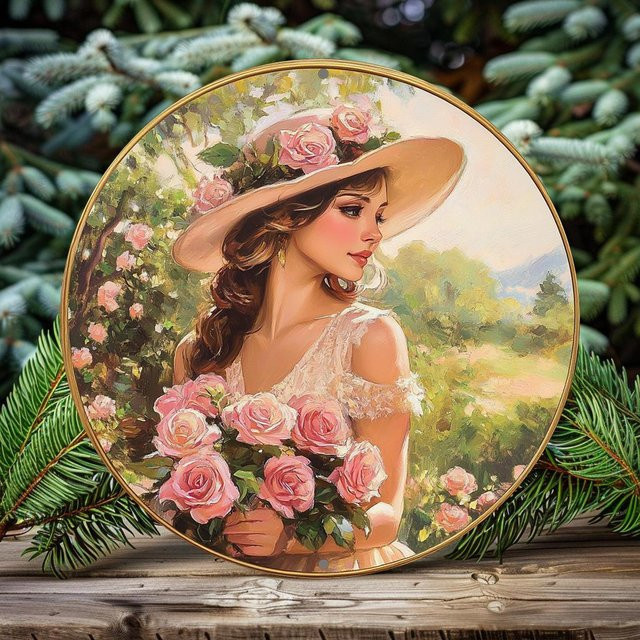 Potdemiel Rundes Metallschild mit floralem Design in Multicolour, Durchmesser: 20 cm - Bild 1