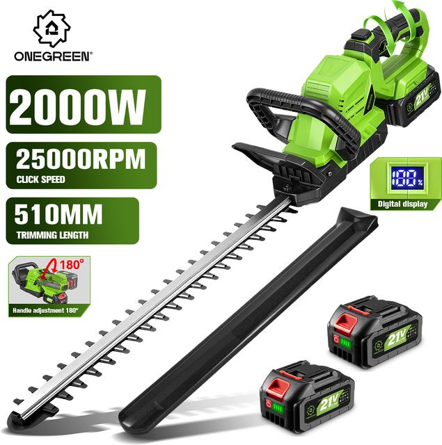 ONEGREEN Elektrische Heckenschere 2000W Akku Gartenschere mit 510mm Schwert kompatibel mit Makita 18V LXT Akkus in Grün - Bild 1