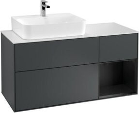 V&B Waschtischunterschrank Finion Wandmontage mit LED-Beleuchtung und Regalelement in Lackausführung, Breite: 120 cm - Bild 1