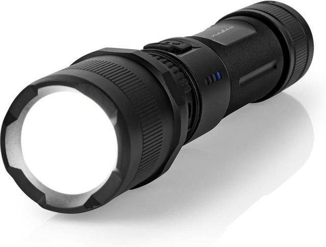 Nedis LED-Taschenlampe 10W in Schwarz mit Akku und verstellbarem Lichtstrahl aus Aluminium - Bild 1