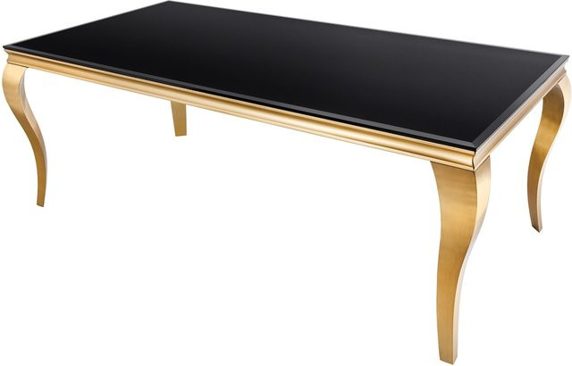 riess-ambiente Esstisch MODERN BAROCK mit Opalglas-Tischplatte in Schwarz und Gold - Bild 1