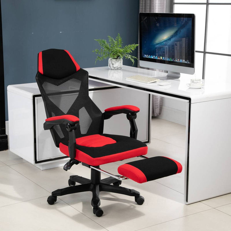 Vinsetto Gaming Stuhl Ergonomischer Bürostuhl mit Netzgewebe in Schwarz und Rot - Bild 3