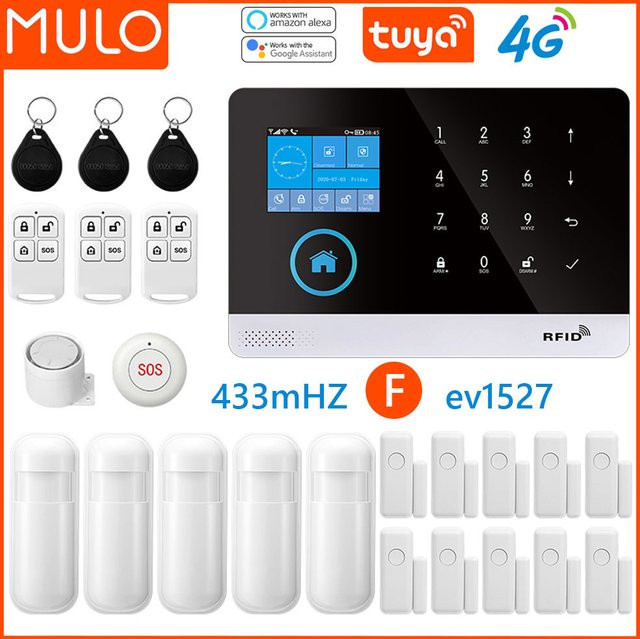 MULO Smart Alarmsystem für die Einbruchsicherheit mit WiFi, GSM 4G und Tuya App, inklusive PIR Bewegungsmelder und Display - Bild 1