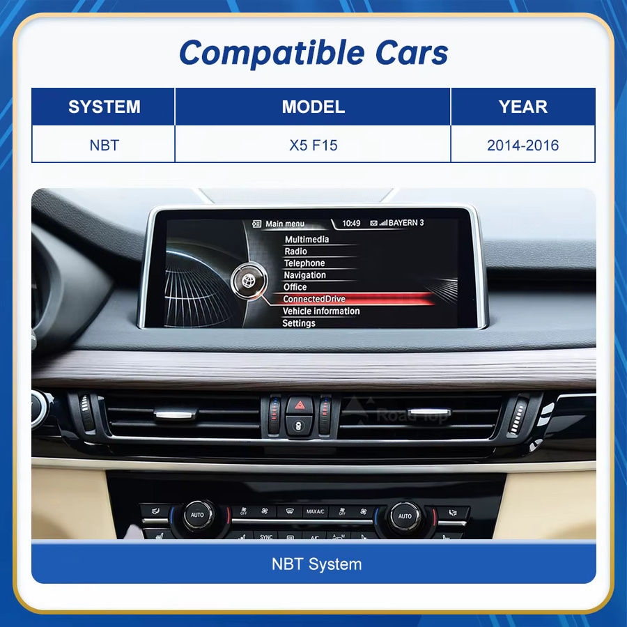 Road Top Multimedia-Player mit 10,25 Zoll Linux Display und GPS für BMW X5 F15 2014-2016 NBT EVO, Carplay Touchscreen, Schwarz - Bild 2