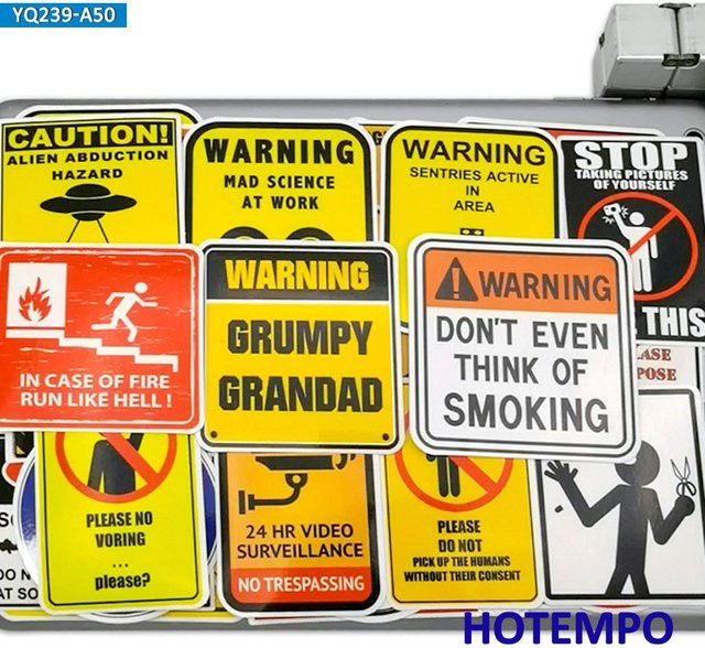 Warnaufkleber Set mit lustigen Slogans und Warnhinweisen von Binchi Outdoor Product in Multicolor für Laptop, Auto, Handy, Motorrad und Gepäck - Bild 1