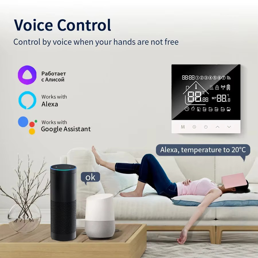RKHK S4HGB Wifi Smart Heizung Thermostat mit LCD Display und Sprachsteuerung für Alexa und Tuya/Alice zur Steuerung von Elektro- und Wasser-Bodenheizungen - Bild 2