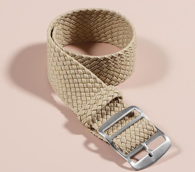 qinband Uhrenarmband Textil/NATO, beige, Edelstahl, Unisex, 18mm - Bild 1