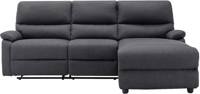 Vente-unique Relaxsofa Lunano in Anthrazitgrau mit Stoffbezug und L-Form, Breite: 234 cm - Bild 1