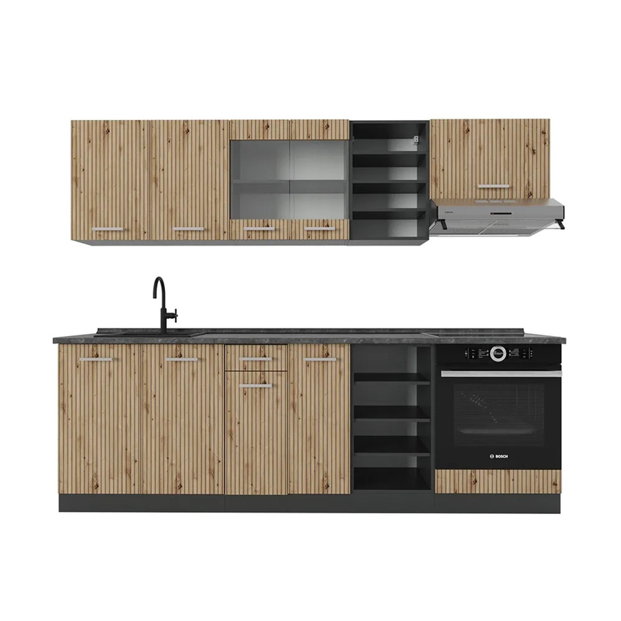 Vicco R-Line Küchenzeile Artisan Eiche und Anthrazit, Breite: 240 cm - Bild 2