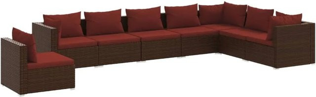 vidaXL 8-tlg Garten-Lounge-Set aus Poly Rattan in Braun mit Kissen und Metallgestell - Bild 1