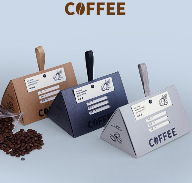 StoBag Pyramidenboxen mit Kaffee-Motiv und Griff aus Kraftpapier in Grau, 12 oder 20 Stück Geschenktüten für kleine Geschenke und Einzelhandelsdisplay - Bild 1