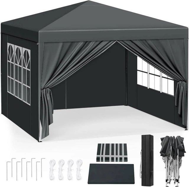 WOLTU Pop-Up Pagodenzelt Wasserdichter Sonnenschutz in Anthrazit B/T/H: 300 x 300 x 250 cm - Bild 1