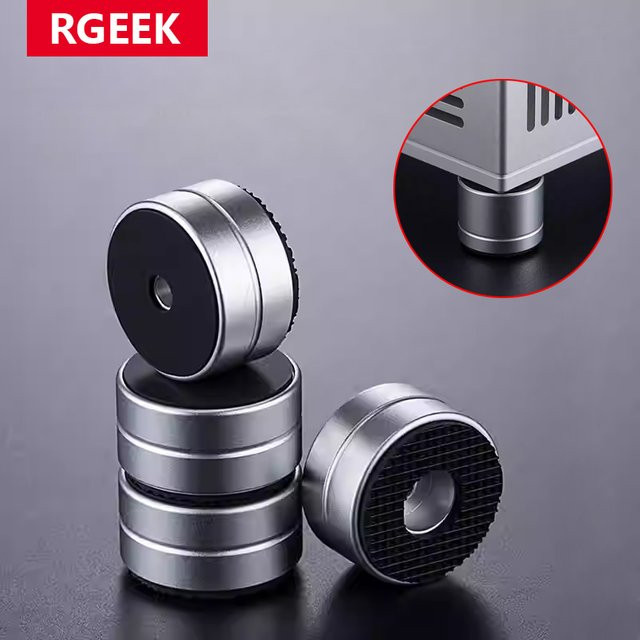 RGeek 4er-Set HiFi Audio Lautsprecher Standfüße aus Aluminiumlegierung in Silber zur Schockabsorption und Isolation für Verstärker, Vorverstärker und DAC - Bild 1