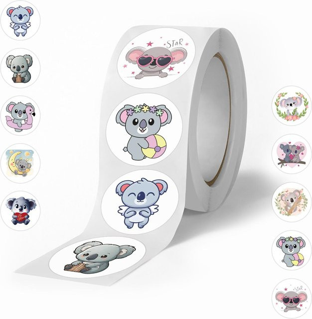 500 Stück Niedliche Koala Aufkleber Rollen für Koffer und Handyhüllen in Multicolour - Bild 1