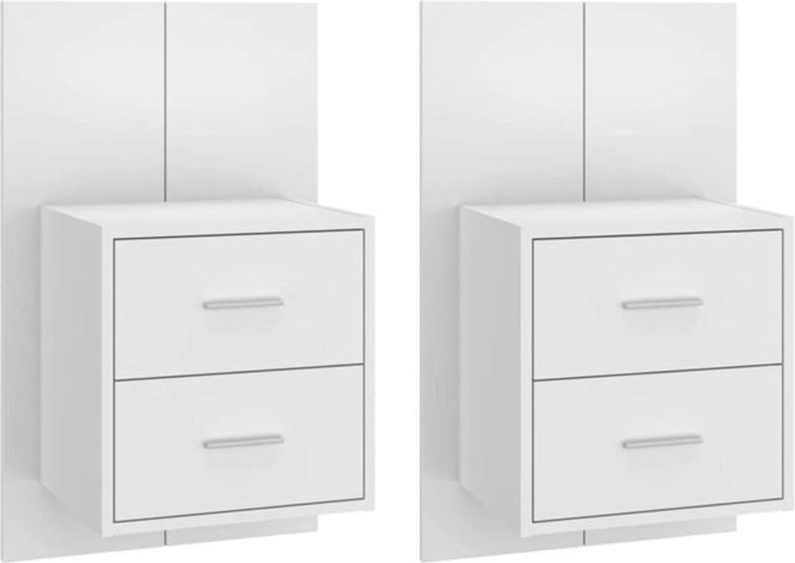 Vidaxl Wand-Nachttische 2er-Set Modern in Weiß aus Holzwerkstoff - Bild 1