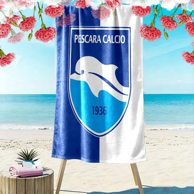 Strandtuch Delfino Pescara 1936 von My City Home, blaues schnelltrocknendes Mikrofaser-Handtuch für Strand und Camping, B/T/H: 140 x 70 x 0,25 cm - Bild 1