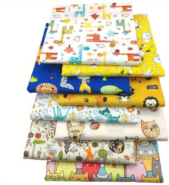 8 Stück Tierstoff-Quadrate für DIY-Patchwork und Scrapbooking, B/H: 40 x 50 cm, Mehrfarbig - Bild 1