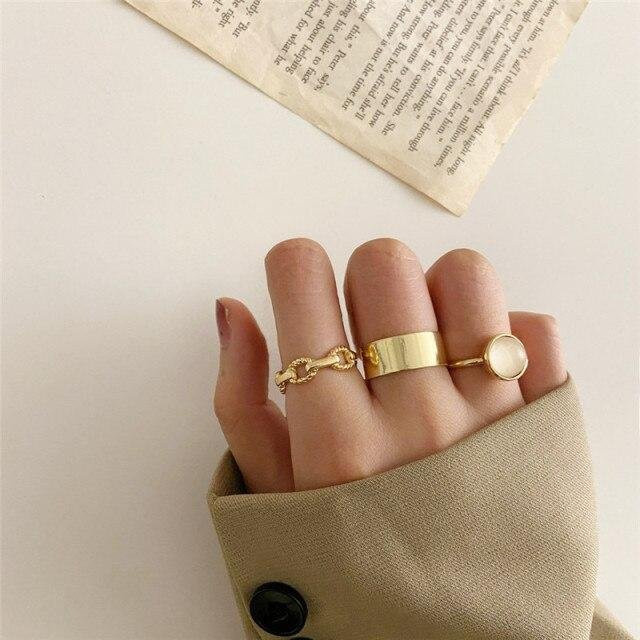 Ring-Set Messing, Gold, Perle, Vintage, Damen - Bild 1