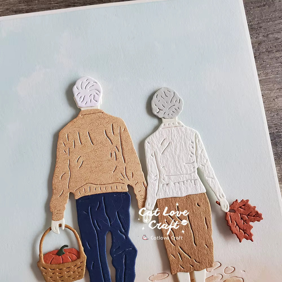 Catlove Metall-Stanzschablone Altes Paar Zurück Schatten für Scrapbooking und DIY-Bastelarbeiten in Silber - Bild 3