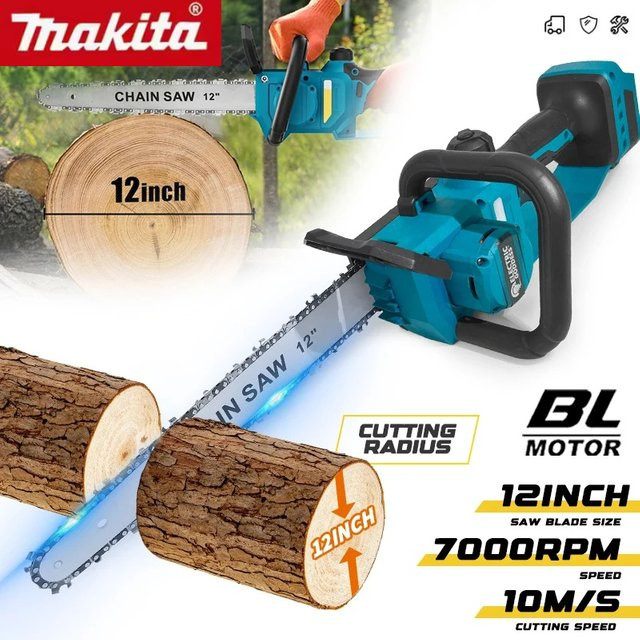 Makita Akku Kettensäge 2200W Blau, kabellose elektrische Kettensäge für die Gartenpflege - Bild 1