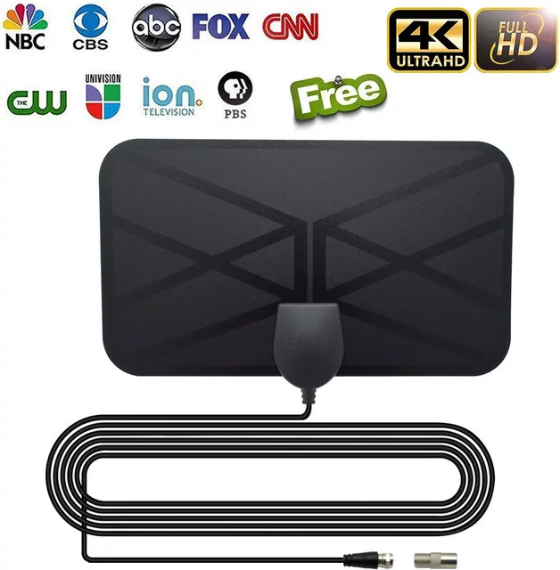 YUNYINMING Digitale TV-Antenne für den Innenbereich in Schwarz, Terrestrische Mini-HDTV-Antenne für DV-B T2 - Bild 1