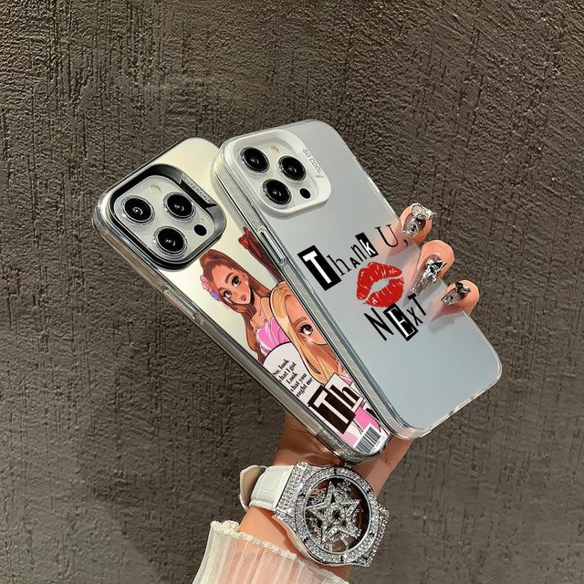 A-Ariana G-Grande Handyhülle für iPhone 17 16 15 14 13 12 11 Pro Max Plus und 17 Air Max, stoßfest mit matter Rückseite in Schwarz und Pink - Bild 1