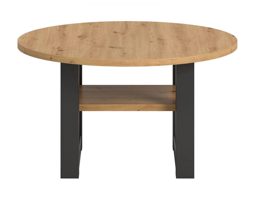 Couchtisch Eldon rund in Eiche und Grau mit vier Beinen, Durchmesser: 75 cm, Höhe: 30 cm - Bild 4