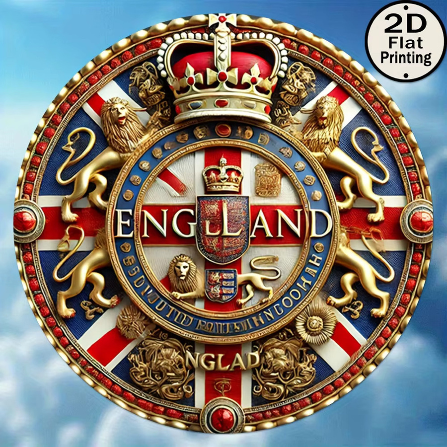 Potdemiel Rundes Metallschild England Flagge Vintage Design Rot-Weiß-Blau Durchmesser: 20,32 cm - Bild 3