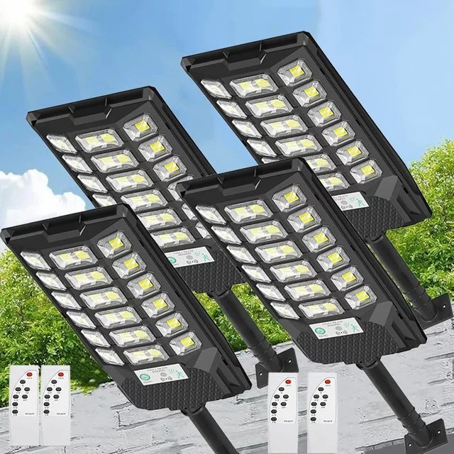 UMEXUS Solar-Straßenlaterne für den Außenbereich mit Bewegungssensor, wasserdichte Solar-Parkbeleuchtung in Schwarz für Garten und Wege - Bild 1