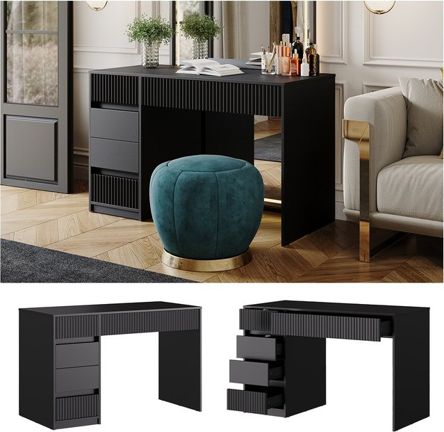 Vicco Schminktisch Omira Schwarz Breite: 120 cm, Höhe: 76 cm, Tiefe: 40 cm - Bild 1