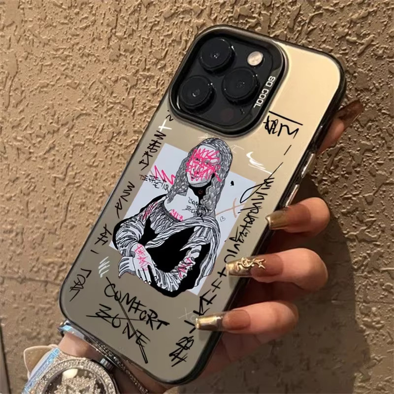 Ästhetische Handyhülle mit Kunstmotiven David und Mona Lisa für iPhone Modelle in Multicolour als mattes Hardcover - Bild 1