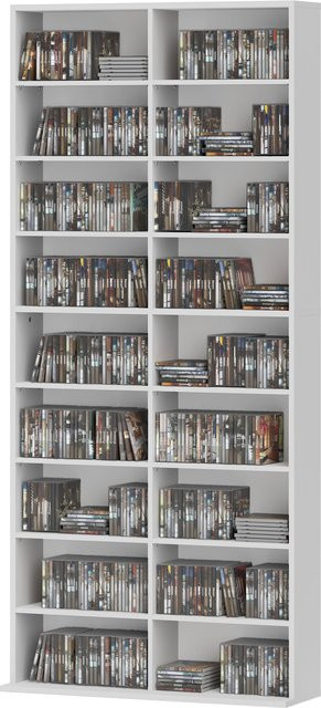 HOMCOM Medienregal Weiß für CDs, DVDs und Blu-rays mit verstellbaren Regalböden, B/T/H: 78,5 x 24 x 175 cm - Bild 1