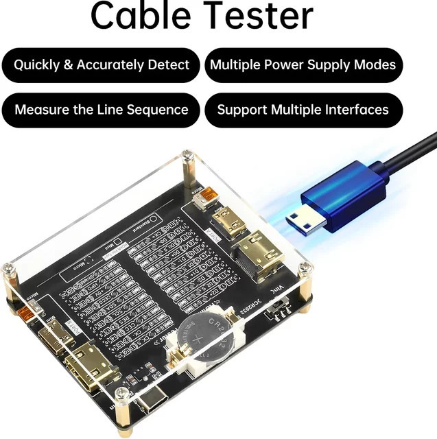 USB-Datenleitungserkennungsplatine Kabeltester für Micro USB und USB A Typ zur Kurzschlussprüfung in Schwarz - Bild 1