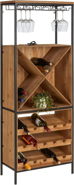 Premium Living Barelement aus Tanne Massiv in Schwarz-Braun im Industrial Design, B/T/H: 160 x 60 x 30 cm - Bild 1