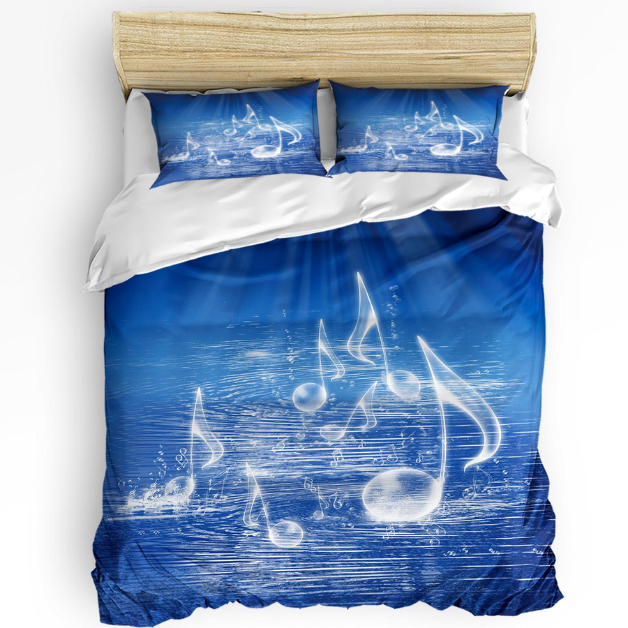 Your Warm Home Bettwäsche-Set 3-teilig mit Musiksymbol in Blau, Bettbezug und Kissenbezug mit Reißverschluss, B/H: 135 x 200 cm - Bild 3