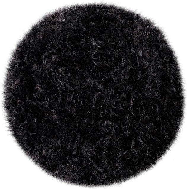 Runder Hochflor-Teppich Playara in Schwarz, pflegeleicht und fußbodenheizungsgeeignet, Durchmesser: 60 cm - Bild 1